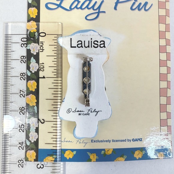 GANZ Susan Paley Lady Pin Louisa Girl Blue Hat Striped Dress Brooch - Picture 13 of 14